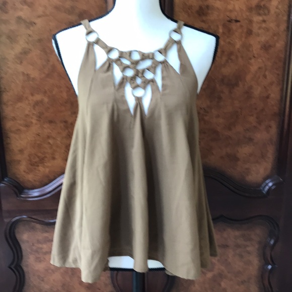 Free People Sleeveless Tunic with Decorative Ring Cut Out Design in Front & Back - Picture 4 of 10